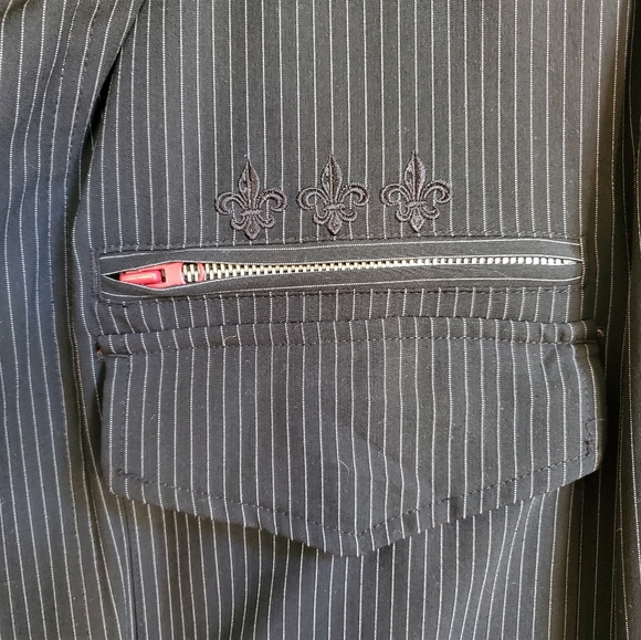 Subscript Mens Military Style Striped Jacket - Picture 5 of 11